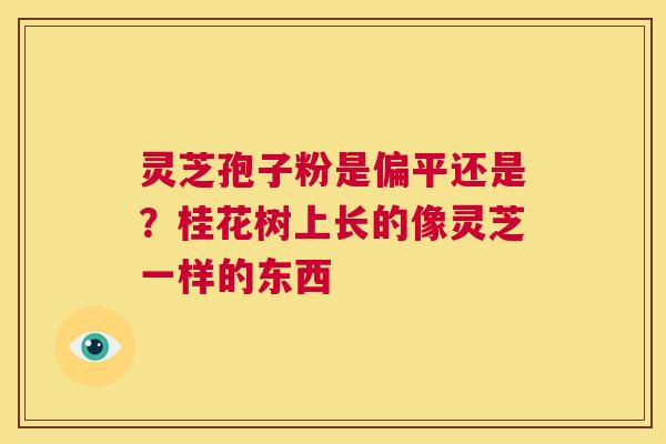 灵芝孢子粉是偏平还是?桂花树上长的像灵芝一样的东西 第1张 灵芝孢子粉是偏平还是?桂花树上长的像灵芝一样的东西 第1张