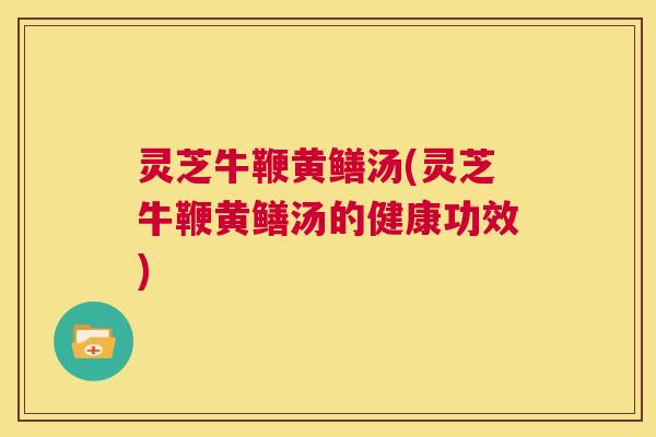 灵芝牛鞭黄鳝汤(灵芝牛鞭黄鳝汤的健康功效)  第1张