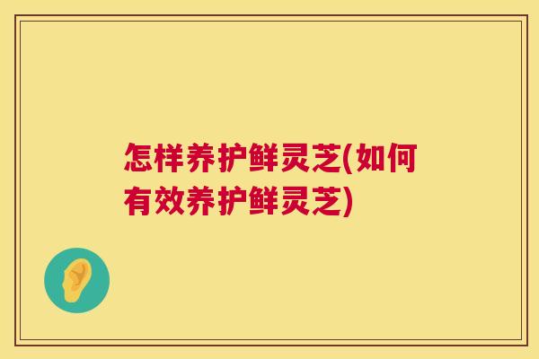 怎样养护鲜灵芝(如何有效养护鲜灵芝) 第1张 怎样养护鲜灵芝(如何有效养护鲜灵芝) 第1张