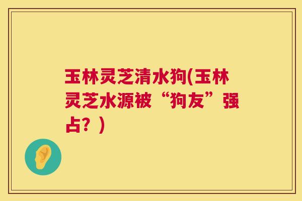 玉林灵芝清水狗(玉林灵芝水源被“狗友”强占?) 第1张 玉林灵芝清水狗(玉林灵芝水源被“狗友”强占?) 第1张