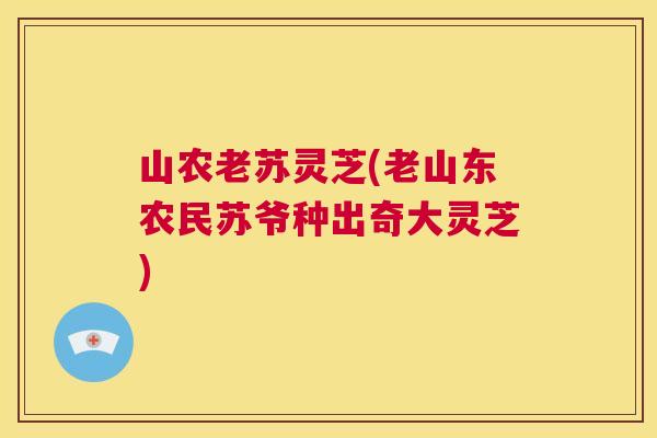山农老苏灵芝(老山东农民苏爷种出奇大灵芝) 第1张 山农老苏灵芝(老山东农民苏爷种出奇大灵芝) 第1张