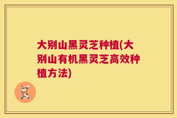 大别山黑灵芝种植(大别山有机黑灵芝高效种植方法) 第1张 大别山黑灵芝种植(大别山有机黑灵芝高效种植方法) 第1张