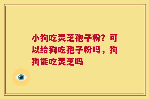 小狗吃灵芝孢子粉?可以给狗吃孢子粉吗,狗狗能吃灵芝吗 第1张 小狗吃灵芝孢子粉?可以给狗吃孢子粉吗,狗狗能吃灵芝吗 第1张