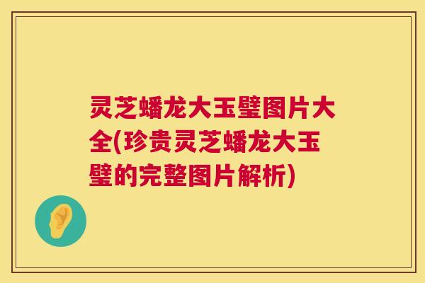 灵芝蟠龙大玉璧图片大全(珍贵灵芝蟠龙大玉璧的完整图片解析)  第1张