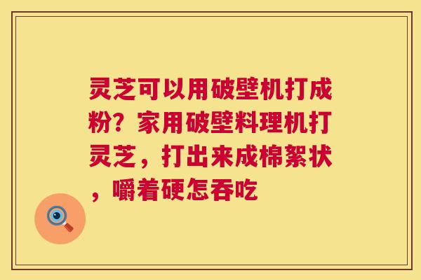 灵芝可以用破壁机打成粉？家用破壁料理机打灵芝，打出来成棉絮状，嚼着硬怎吞吃  第1张