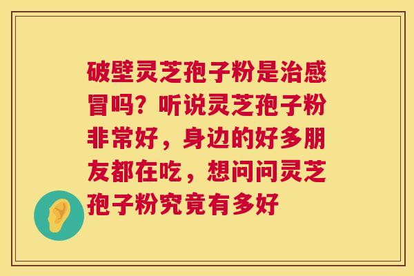 破壁灵芝孢子粉是治感冒吗？听说灵芝孢子粉非常好，身边的好多朋友都在吃，想问问灵芝孢子粉究竟有多好  第1张