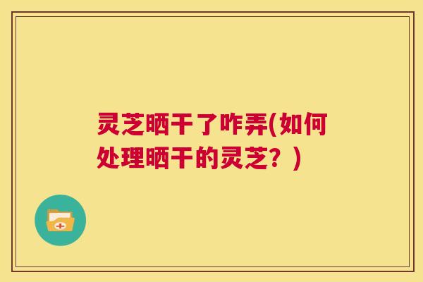 灵芝晒干了咋弄(如何处理晒干的灵芝?) 第1张 灵芝晒干了咋弄(如何处理晒干的灵芝?) 第1张