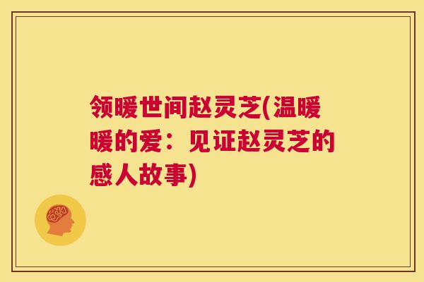 领暖世间赵灵芝(温暖暖的爱:见证赵灵芝的感人故事) 第1张 领暖世间赵灵芝(温暖暖的爱:见证赵灵芝的感人故事) 第1张