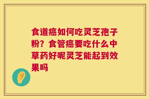 食道癌如何吃灵芝孢子粉?食管癌要吃什么中草药好呢灵芝能起到效果吗 第1张 食道癌如何吃灵芝孢子粉?食管癌要吃什么中草药好呢灵芝能起到效果吗 第1张