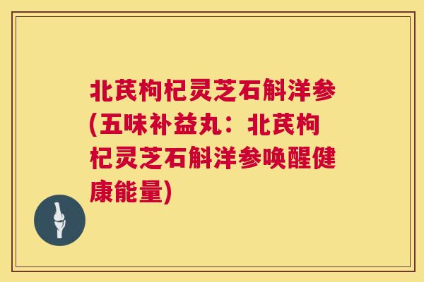 北芪枸杞灵芝石斛洋参(五味补益丸:北芪枸杞灵芝石斛洋参唤醒健康能量) 第1张 北芪枸杞灵芝石斛洋参(五味补益丸:北芪枸杞灵芝石斛洋参唤醒健康能量) 第1张