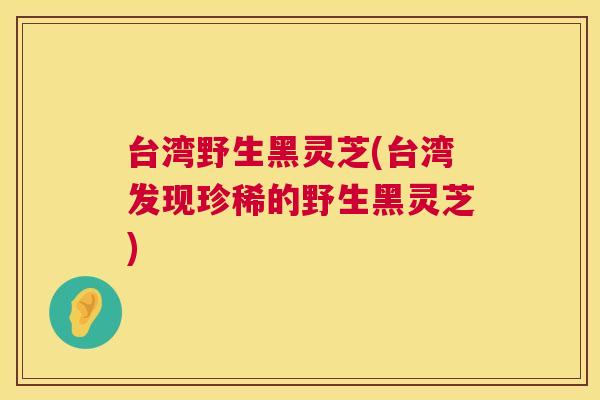 台湾野生黑灵芝(台湾发现珍稀的野生黑灵芝) 第1张 台湾野生黑灵芝(台湾发现珍稀的野生黑灵芝) 第1张