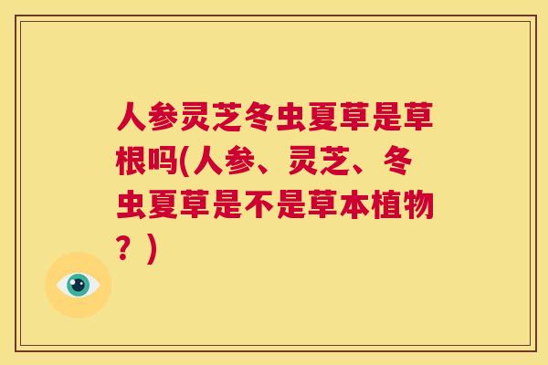 人参灵芝冬虫夏草是草根吗(人参、灵芝、冬虫夏草是不是草本植物？)  第1张