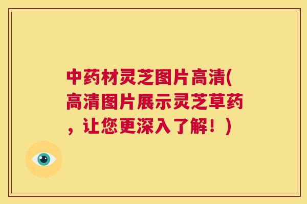 中药材灵芝图片高清(高清图片展示灵芝草药,让您更深入了解!) 第1张 中药材灵芝图片高清(高清图片展示灵芝草药,让您更深入了解!) 第1张