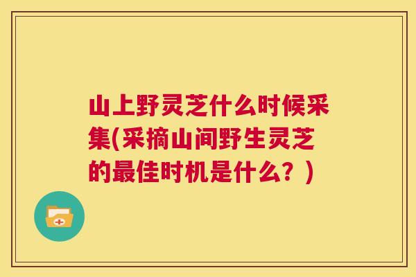 山上野灵芝什么时候采集(采摘山间野生灵芝的最佳时机是什么?) 第1张 山上野灵芝什么时候采集(采摘山间野生灵芝的最佳时机是什么?) 第1张