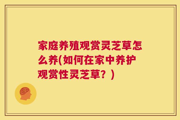 家庭养殖观赏灵芝草怎么养(如何在家中养护观赏性灵芝草?) 第1张 家庭养殖观赏灵芝草怎么养(如何在家中养护观赏性灵芝草?) 第1张