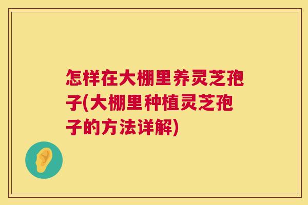 怎样在大棚里养灵芝孢子(大棚里种植灵芝孢子的方法详解) 第1张 怎样在大棚里养灵芝孢子(大棚里种植灵芝孢子的方法详解) 第1张