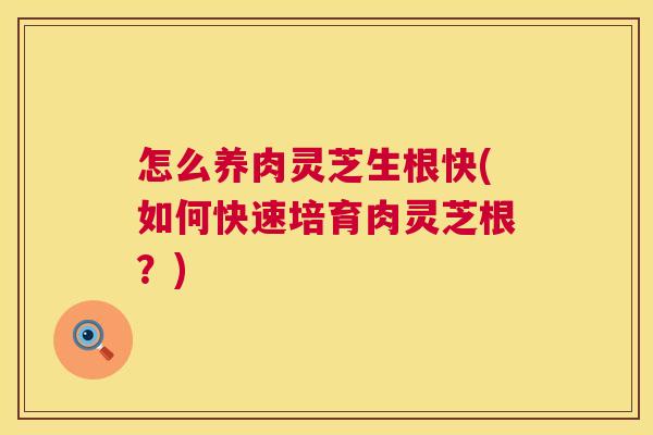 怎么养肉灵芝生根快(如何快速培育肉灵芝根?) 第1张 怎么养肉灵芝生根快(如何快速培育肉灵芝根?) 第1张