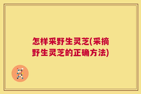 怎样采野生灵芝(采摘野生灵芝的正确方法) 第1张 怎样采野生灵芝(采摘野生灵芝的正确方法) 第1张