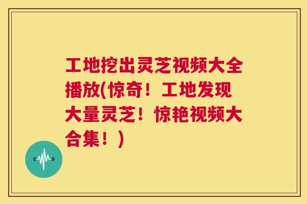 工地挖出灵芝视频大全播放(惊奇!工地发现大量灵芝!惊艳视频大合集!) 第1张 工地挖出灵芝视频大全播放(惊奇!工地发现大量灵芝!惊艳视频大合集!) 第1张
