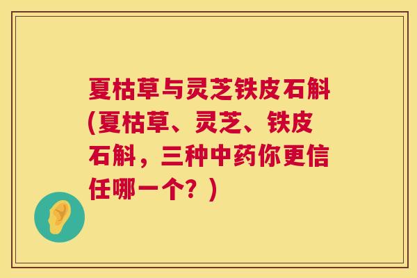 夏枯草与灵芝铁皮石斛(夏枯草、灵芝、铁皮石斛,三种中药你更信任哪一个?) 第1张 夏枯草与灵芝铁皮石斛(夏枯草、灵芝、铁皮石斛,三种中药你更信任哪一个?) 第1张