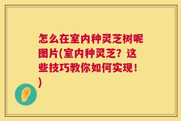 怎么在室内种灵芝树呢图片(室内种灵芝?这些技巧教你如何实现!) 第1张 怎么在室内种灵芝树呢图片(室内种灵芝?这些技巧教你如何实现!) 第1张