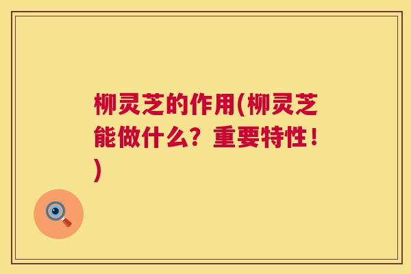 柳灵芝的作用(柳灵芝能做什么?重要特性!) 第1张 柳灵芝的作用(柳灵芝能做什么?重要特性!) 第1张