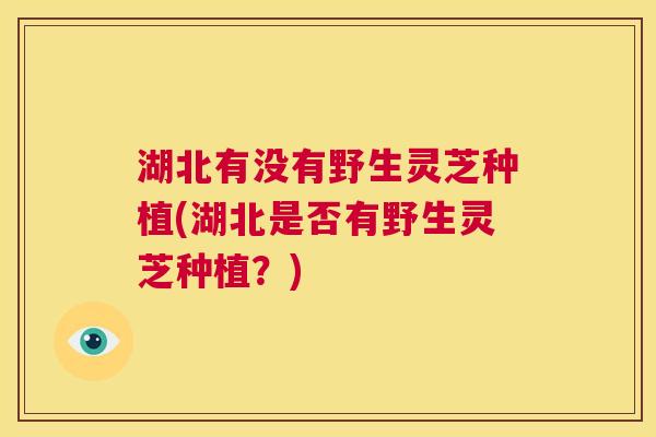 湖北有没有野生灵芝种植(湖北是否有野生灵芝种植？)  第1张