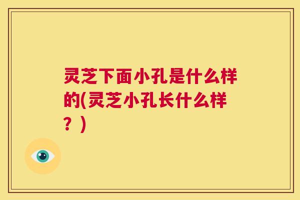 灵芝下面小孔是什么样的(灵芝小孔长什么样?) 第1张 灵芝下面小孔是什么样的(灵芝小孔长什么样?) 第1张