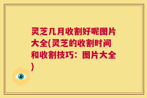 灵芝几月收割好呢图片大全(灵芝的收割时间和收割技巧：图片大全)  第1张