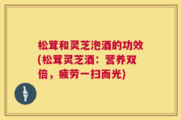 松茸和灵芝泡酒的功效(松茸灵芝酒:营养双倍,疲劳一扫而光) 第1张 松茸和灵芝泡酒的功效(松茸灵芝酒:营养双倍,疲劳一扫而光) 第1张
