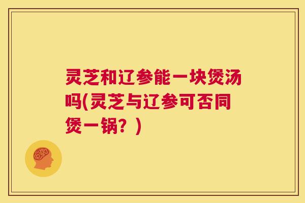 灵芝和辽参能一块煲汤吗(灵芝与辽参可否同煲一锅?) 第1张 灵芝和辽参能一块煲汤吗(灵芝与辽参可否同煲一锅?) 第1张