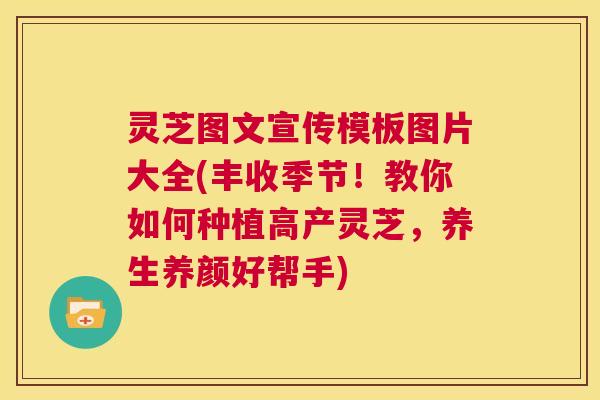 灵芝图文宣传模板图片大全(丰收季节！教你如何种植高产灵芝，养生养颜好帮手)  第1张