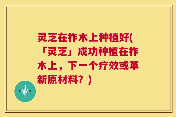 灵芝在柞木上种植好(「灵芝」成功种植在柞木上,下一个疗效或革新原材料?) 第1张 灵芝在柞木上种植好(「灵芝」成功种植在柞木上,下一个疗效或革新原材料?) 第1张