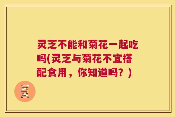 灵芝不能和菊花一起吃吗(灵芝与菊花不宜搭配食用,你知道吗?) 第1张 灵芝不能和菊花一起吃吗(灵芝与菊花不宜搭配食用,你知道吗?) 第1张