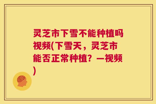 灵芝市下雪不能种植吗视频(下雪天,灵芝市能否正常种植?—视频) 第1张 灵芝市下雪不能种植吗视频(下雪天,灵芝市能否正常种植?—视频) 第1张