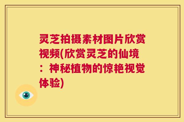 灵芝拍摄素材图片欣赏视频(欣赏灵芝的仙境:神秘植物的惊艳视觉体验) 第1张 灵芝拍摄素材图片欣赏视频(欣赏灵芝的仙境:神秘植物的惊艳视觉体验) 第1张