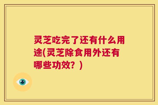 灵芝吃完了还有什么用途(灵芝除食用外还有哪些功效?) 第1张 灵芝吃完了还有什么用途(灵芝除食用外还有哪些功效?) 第1张
