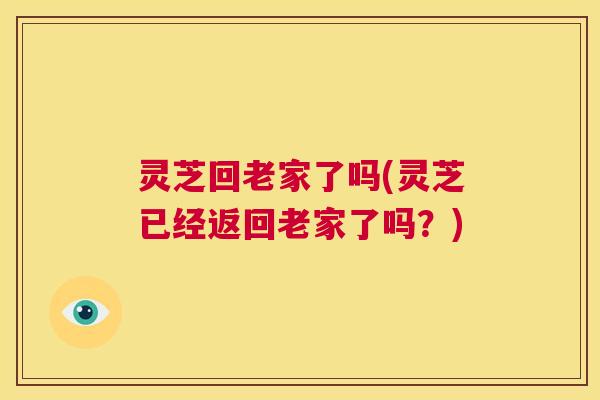 灵芝回老家了吗(灵芝已经返回老家了吗?) 第1张 灵芝回老家了吗(灵芝已经返回老家了吗?) 第1张