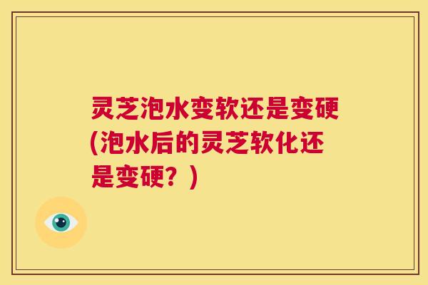 灵芝泡水变软还是变硬(泡水后的灵芝软化还是变硬?) 第1张 灵芝泡水变软还是变硬(泡水后的灵芝软化还是变硬?) 第1张