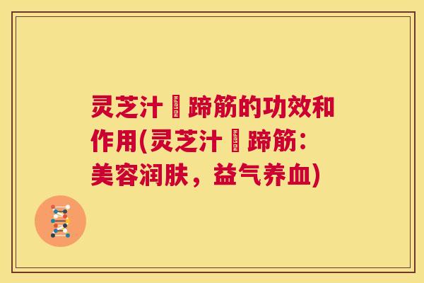 灵芝汁焗蹄筋的功效和作用(灵芝汁焗蹄筋：美容润肤，益气养血)  第1张