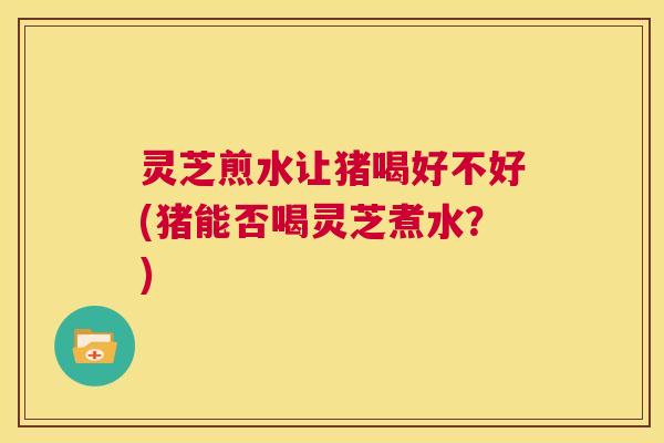 灵芝煎水让猪喝好不好(猪能否喝灵芝煮水?) 第1张 灵芝煎水让猪喝好不好(猪能否喝灵芝煮水?) 第1张