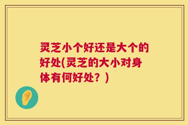 灵芝小个好还是大个的好处(灵芝的大小对身体有何好处?) 第1张 灵芝小个好还是大个的好处(灵芝的大小对身体有何好处?) 第1张