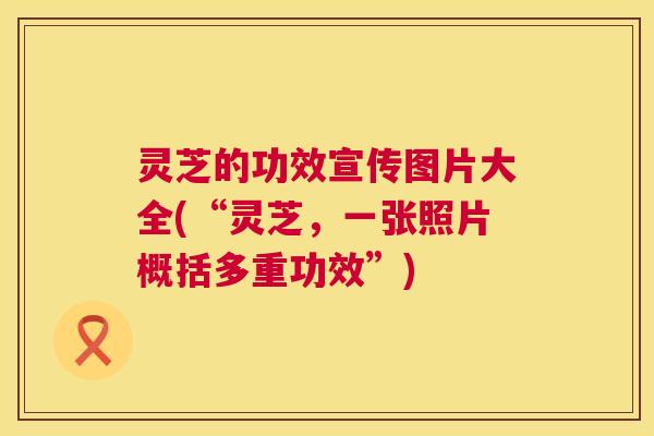 灵芝的功效宣传图片大全(“灵芝，一张照片概括多重功效”)  第1张