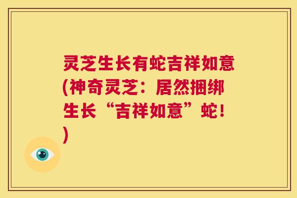 灵芝生长有蛇吉祥如意(神奇灵芝：居然捆绑生长“吉祥如意”蛇！)  第1张