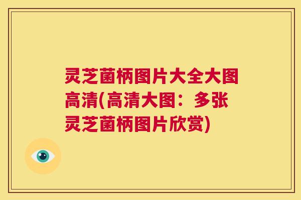 灵芝菌柄图片大全大图高清(高清大图:多张灵芝菌柄图片欣赏) 第1张 灵芝菌柄图片大全大图高清(高清大图:多张灵芝菌柄图片欣赏) 第1张