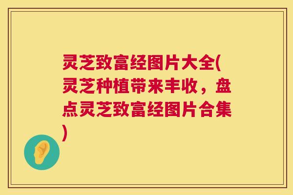 灵芝致富经图片大全(灵芝种植带来丰收,盘点灵芝致富经图片合集) 第1张 灵芝致富经图片大全(灵芝种植带来丰收,盘点灵芝致富经图片合集) 第1张