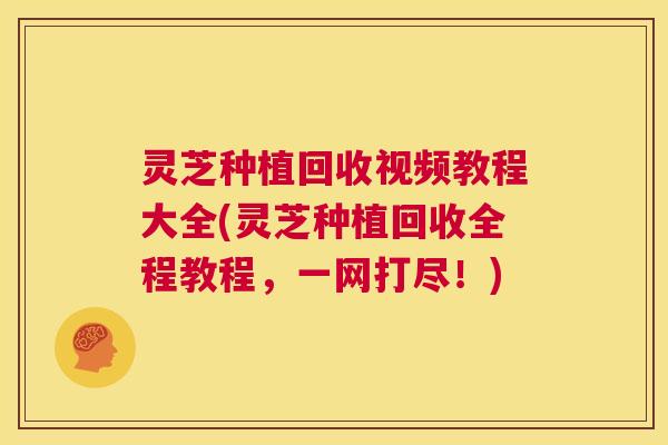 灵芝种植回收视频教程大全(灵芝种植回收全程教程,一网打尽!) 第1张 灵芝种植回收视频教程大全(灵芝种植回收全程教程,一网打尽!) 第1张