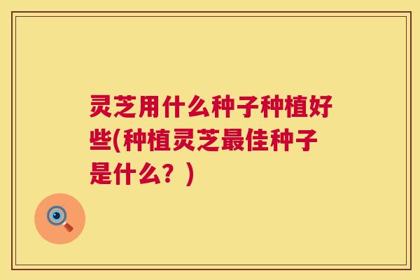 灵芝用什么种子种植好些(种植灵芝最佳种子是什么?) 第1张 灵芝用什么种子种植好些(种植灵芝最佳种子是什么?) 第1张