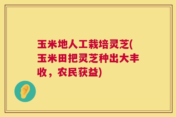 玉米地人工栽培灵芝(玉米田把灵芝种出大丰收,农民获益) 第1张 玉米地人工栽培灵芝(玉米田把灵芝种出大丰收,农民获益) 第1张