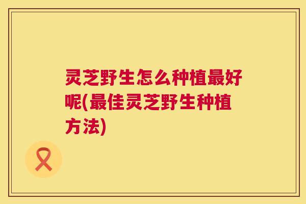 灵芝野生怎么种植最好呢(最佳灵芝野生种植方法) 第1张 灵芝野生怎么种植最好呢(最佳灵芝野生种植方法) 第1张